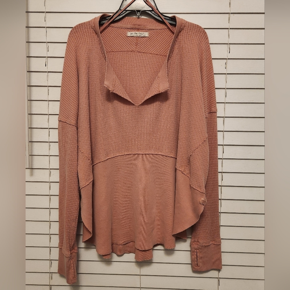 We The Free Oversized Monetrey Pieced Waffle Knit Top Size Large